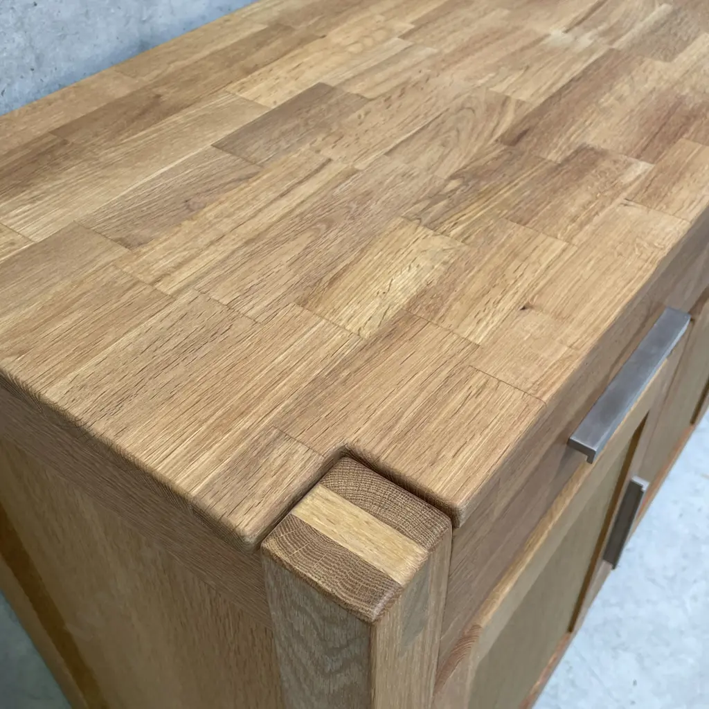 Ex Furnish "Modena" Solid Oak 3 Drawer, 3 Door Buffet/Sideboard L1.4m D46cm H87cm. Excellent Cond Image 1++