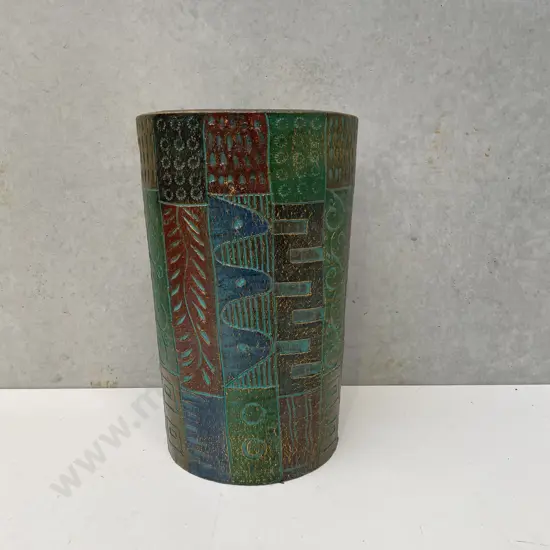 Cylindrical Umbrella Stand with Scarffitto Incised Decoration H48cm Dia30cm