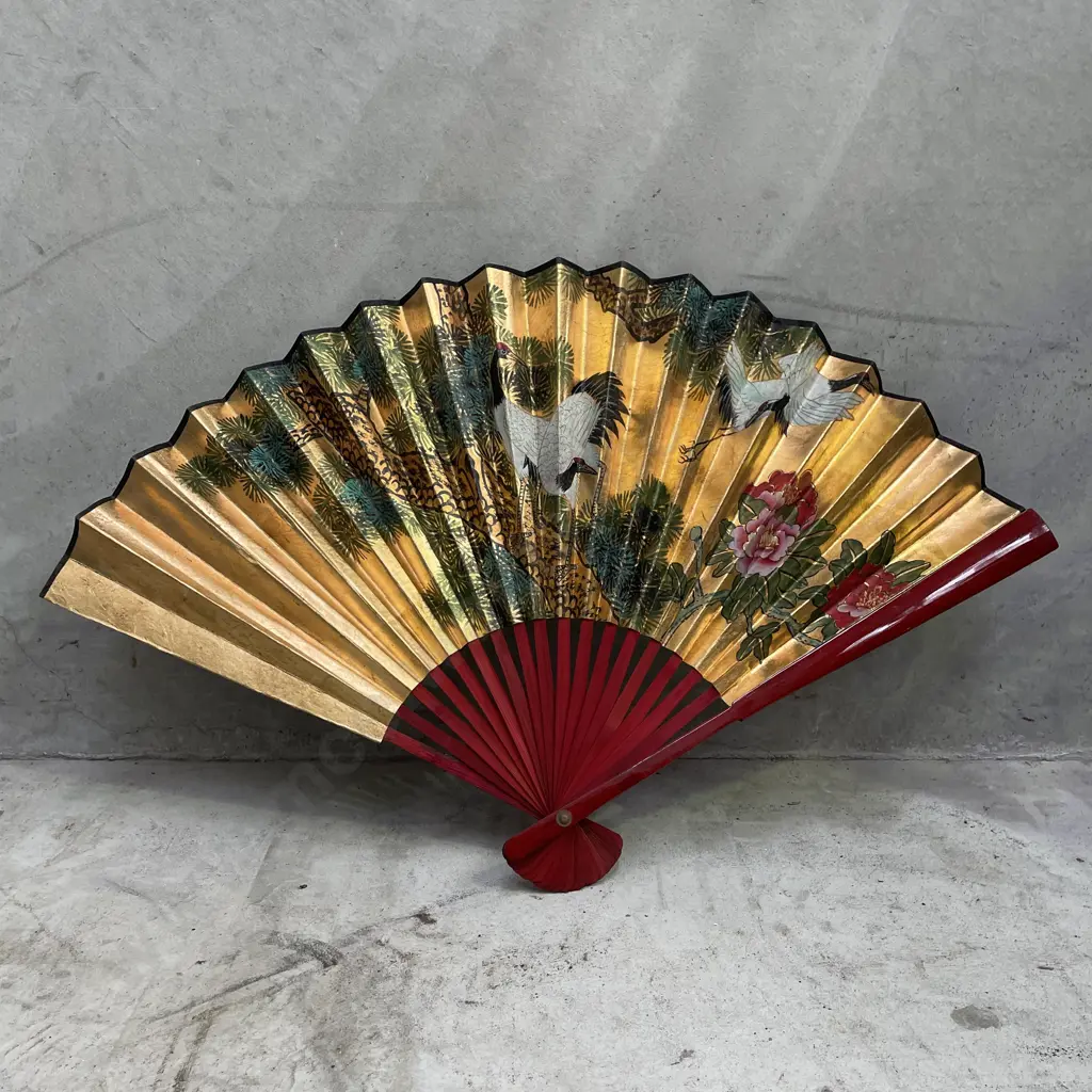 Vintage Japanese Wooden fan Image 1++