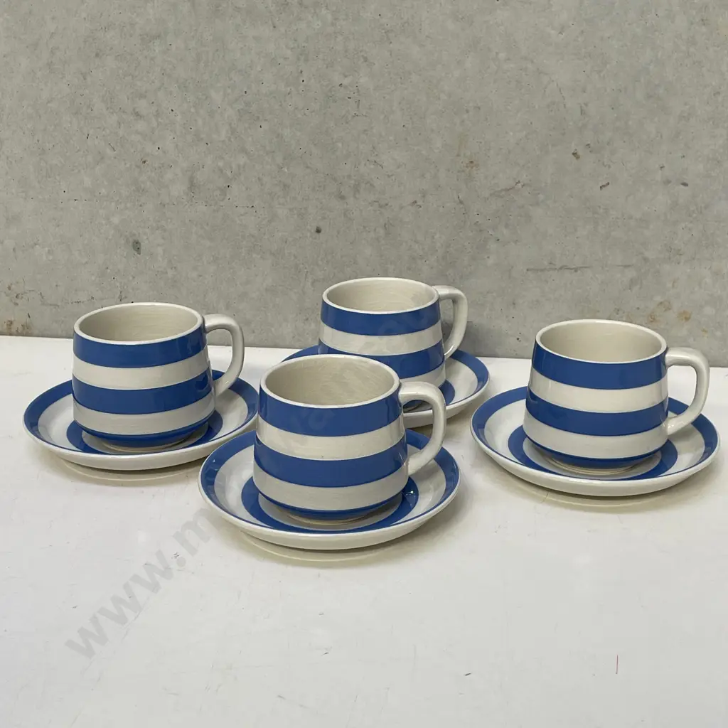 Cornish Ware (TG Green) Large Mugs and Saucers x 4 Image 1++