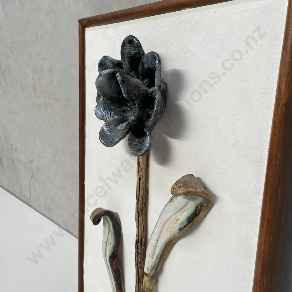 Framed Relief Pottery Flower Artwork, 32 x 47cm Image 1++