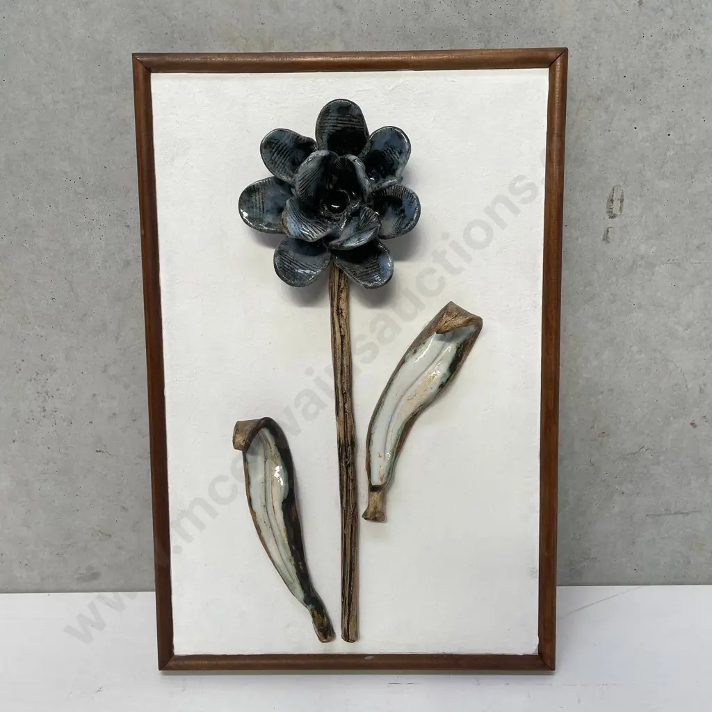 Framed Relief Pottery Flower Artwork, 32 x 47cm Image 1++