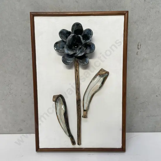 Framed Relief Pottery Flower Artwork, 32 x 47cm