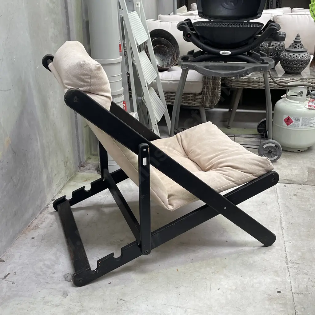Mid Century style adjustable recliner, Solid wood frame Image 1++