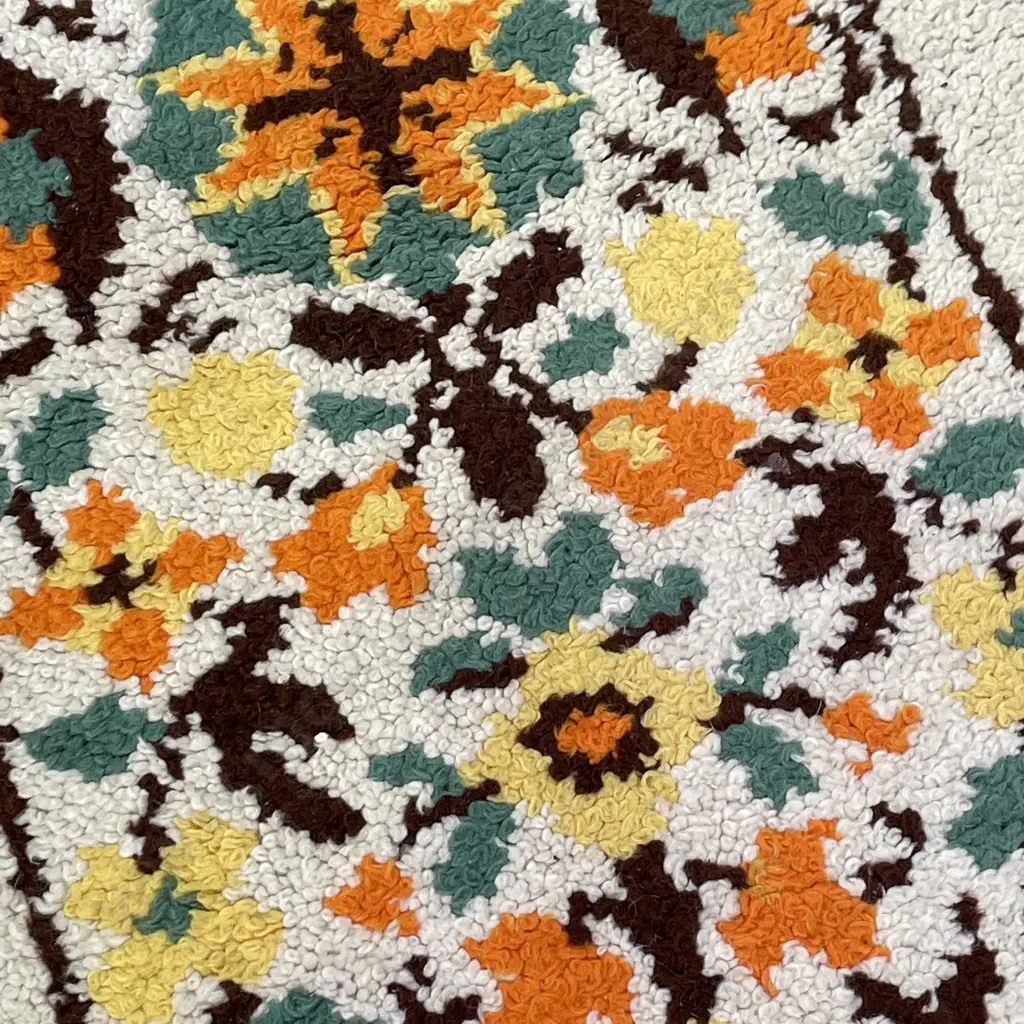 Vintage Mid Century Hand Knotted Wool Floor Rug 143 x 70cm Image 1++