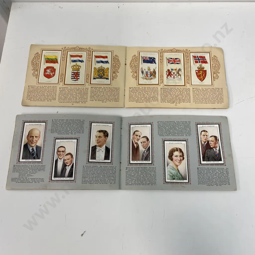 2 Vintage Albums of Cigarette Cards. Radio Celebrities and National Flags and Arms Image 1++