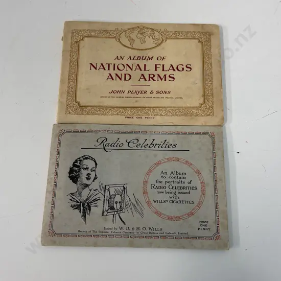 2 Vintage Albums of Cigarette Cards. Radio Celebrities and National Flags and Arms