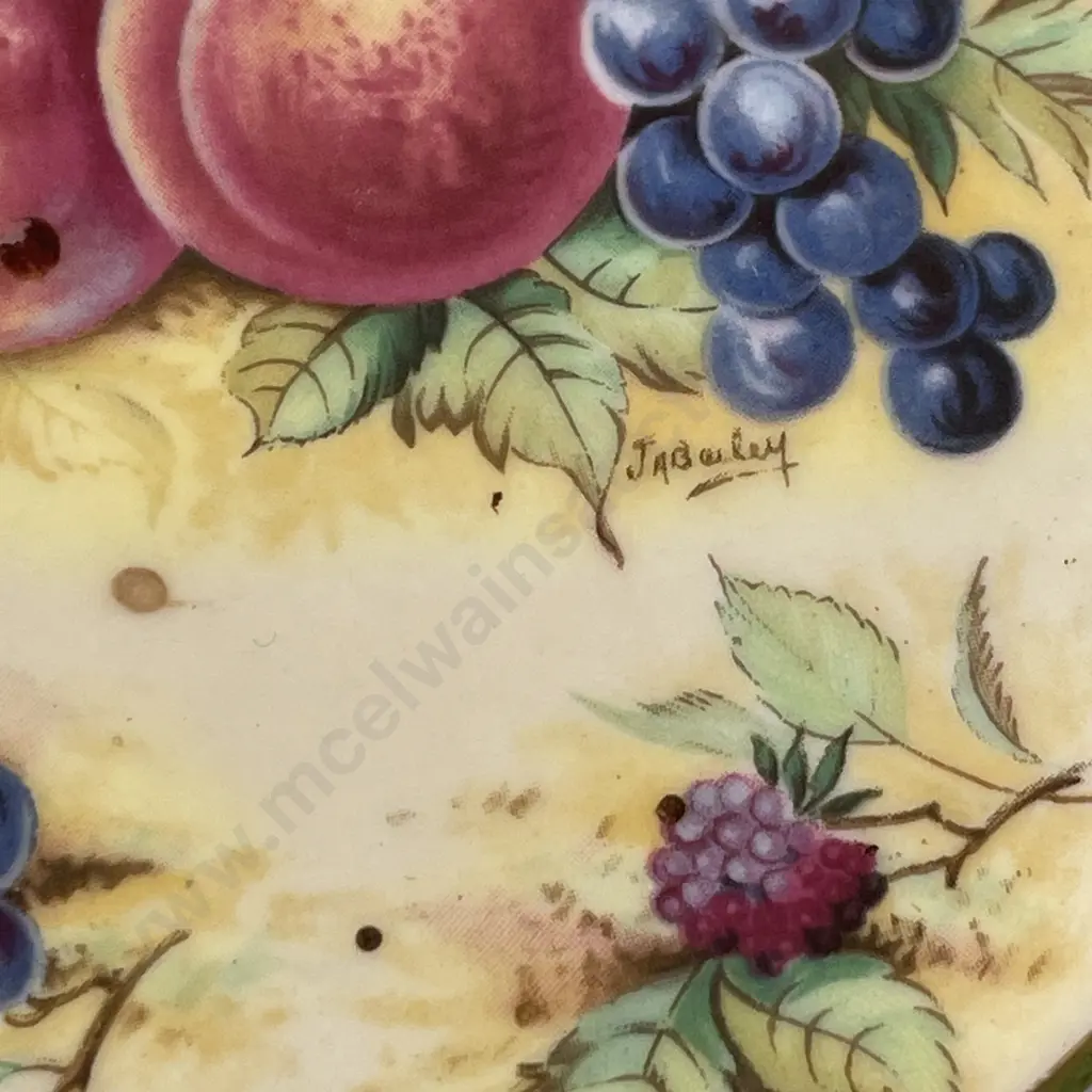 Miniature Crown Staffordshire Hand Painted Orchard Glory Dish, signed Image 1++