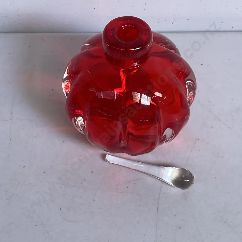 Stunning Mid Century Red Art Glass Perfume Bottle Image 1++