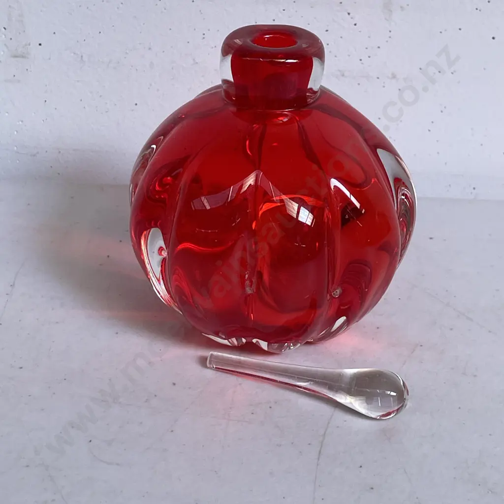 Stunning Mid Century Red Art Glass Perfume Bottle Image 1++