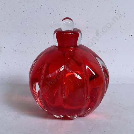 Stunning Mid Century Red Art Glass Perfume Bottle