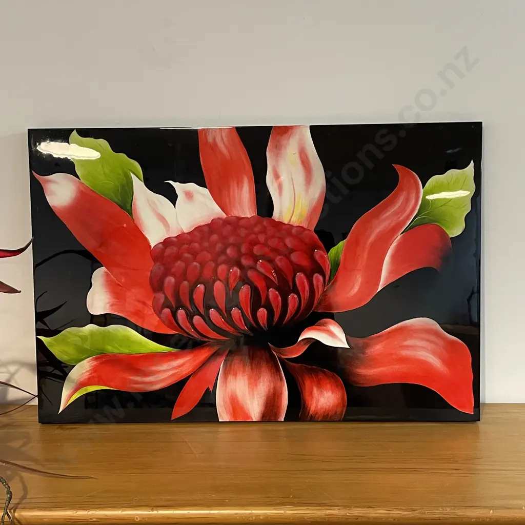 Stunning Perspex Boxed Floral Artwork. Central Relief Design. 90 x 60cm Image 1++