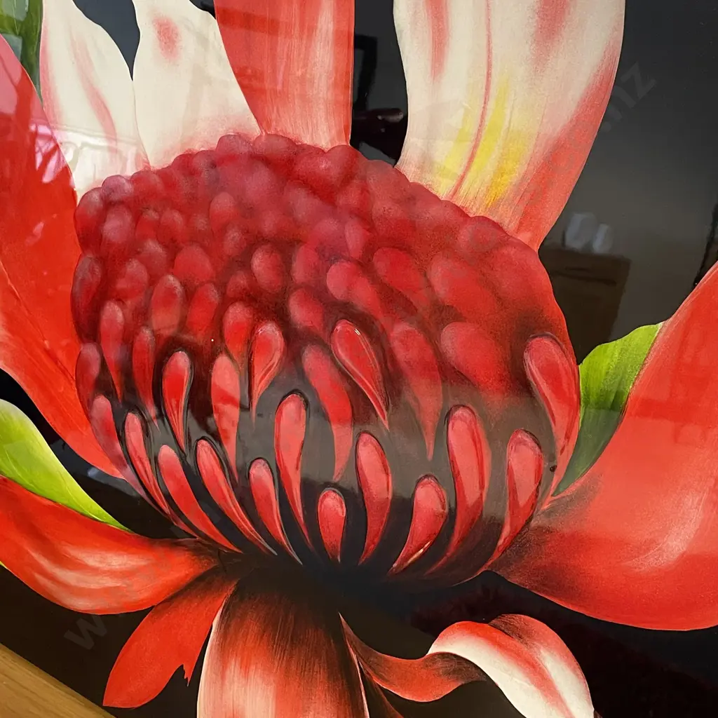 Stunning Perspex Boxed Floral Artwork. Central Relief Design. 90 x 60cm Image 1++