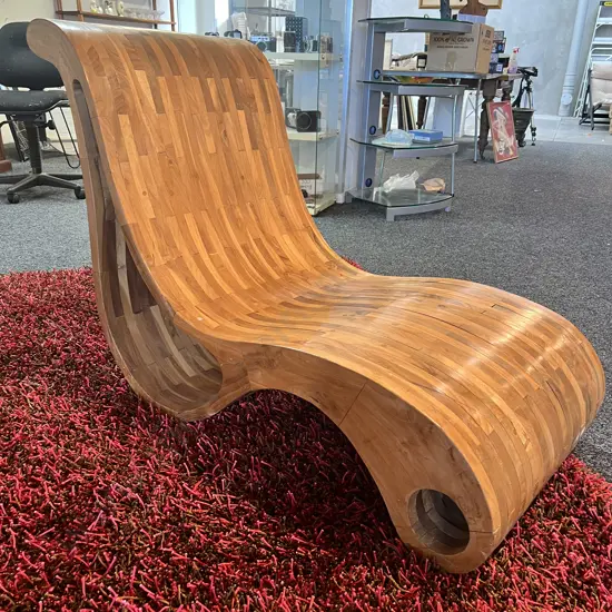 Funky Mid Century Style Solid Wood Curvese Chair. H83 L125 W59cm