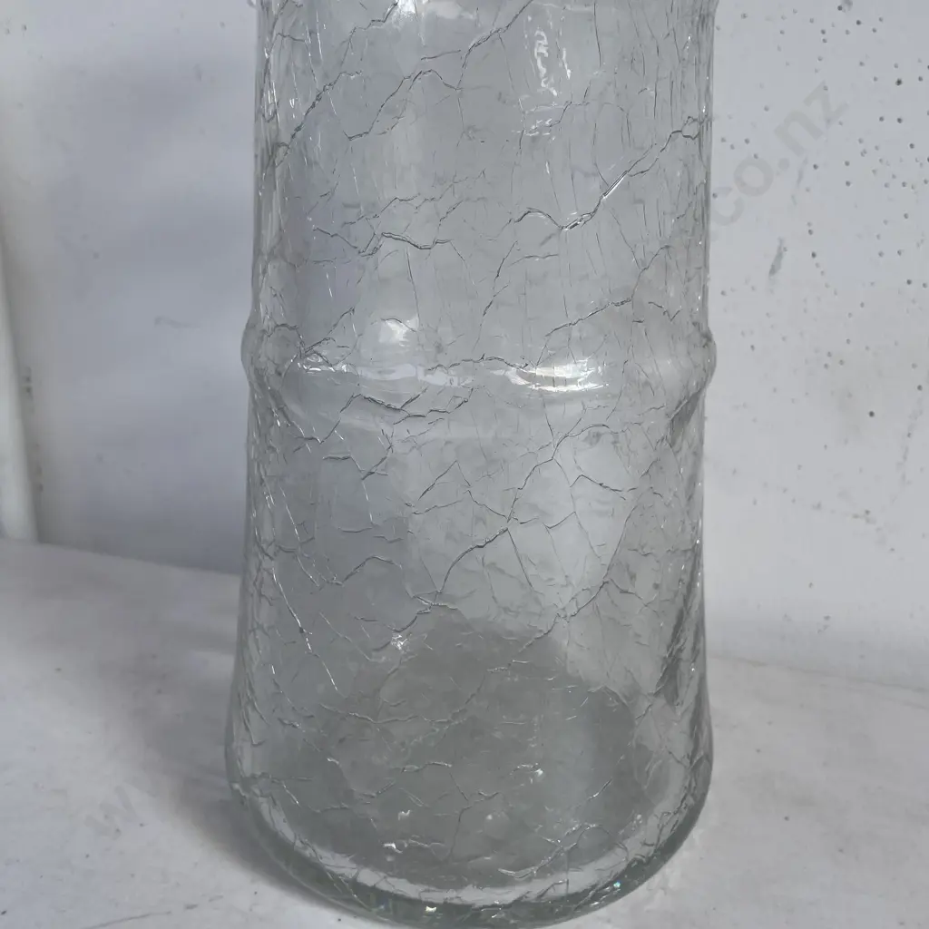 Modernist Crackle Glazed Art Glass Vase, H31cm Image 1++