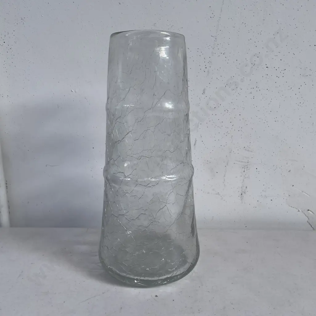 Modernist Crackle Glazed Art Glass Vase, H31cm Image 1++