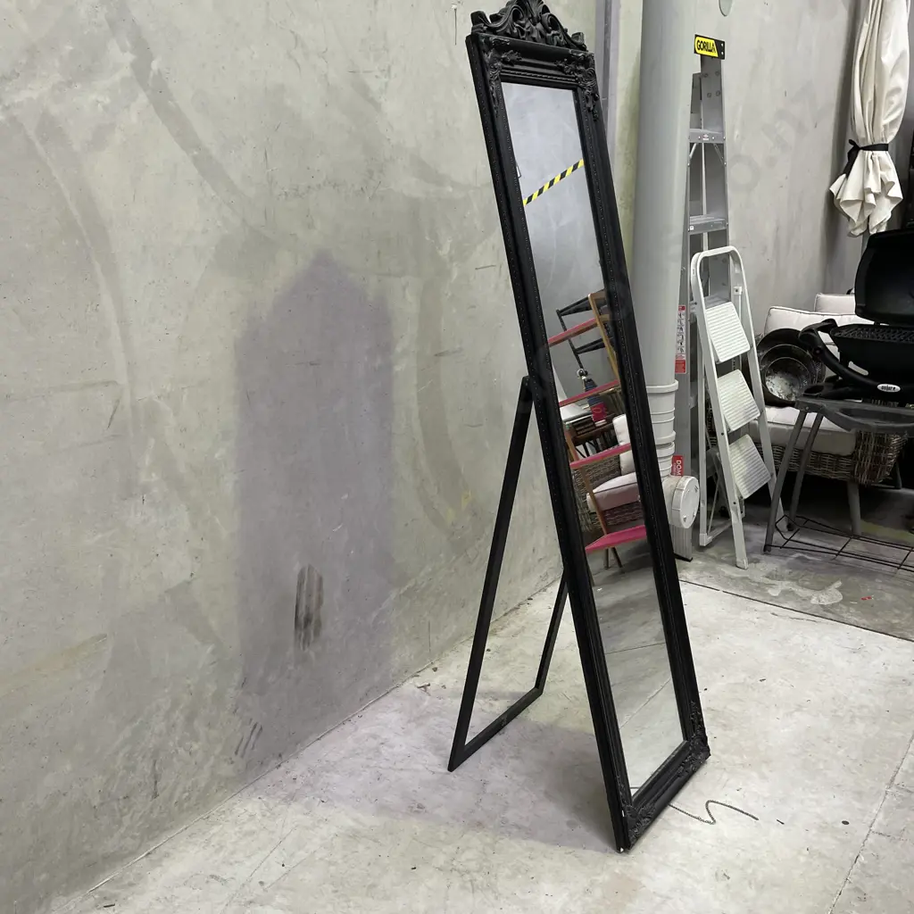 Freestanding Full Length Black Framed Mirror, H180 W43cm Image 1++