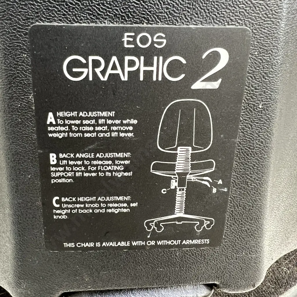 EOS Graphic 2 Office Chair. Height, Back Angle and Back Height Adjustable - all working Image 1++