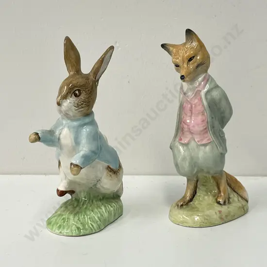 Royal Albert Beatrix Potter "Foxy Whiskered Gentleman"Firgurine with Peter Rabbit (repair to ear as shown)