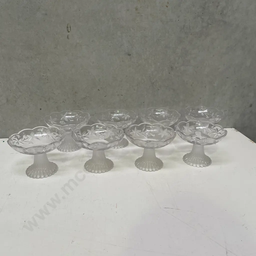 Set of 8 Vintage Molded Glass Pedestal Parfait/Sweet Dishes Image 1++