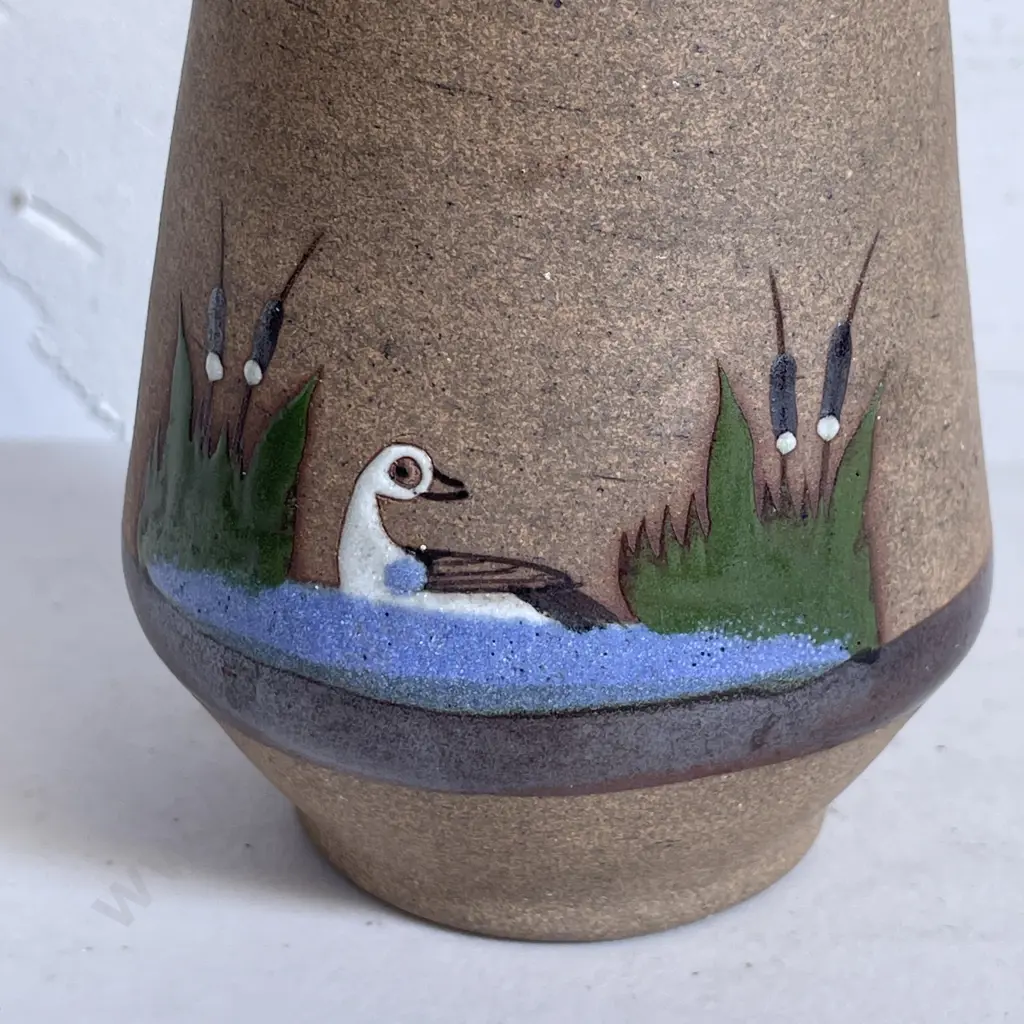 Vintage Decorative Handpainted Art Pottery Vase Signed by Perez as shown H13.5cm Image 1++