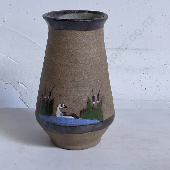 Vintage Decorative Handpainted Art Pottery Vase Signed by Perez as shown H13.5cm