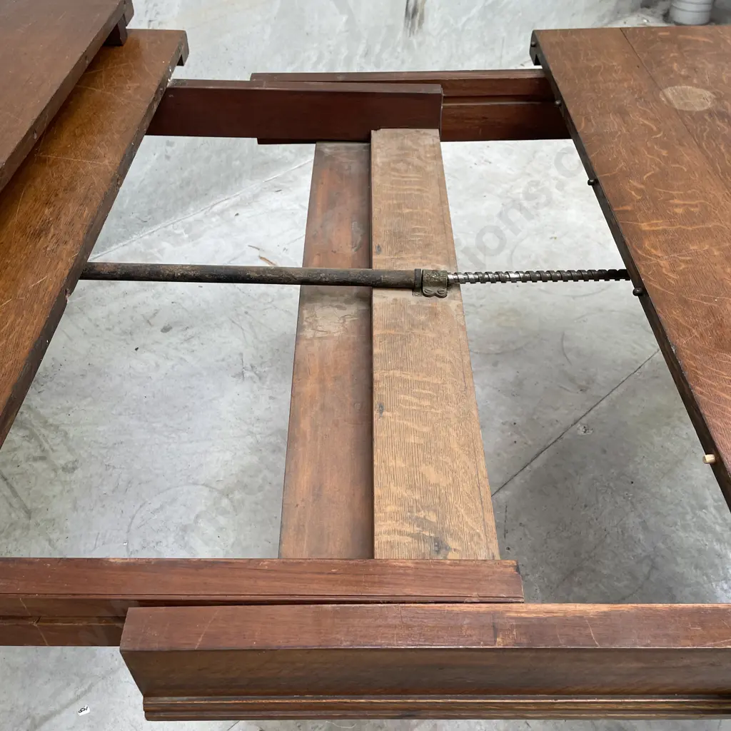 Antique C1870 English Solid Oak Crank Dining Table with extension and Joseph Fitter mechanism. H73 Top 1.77 x 1.2m Image 1++