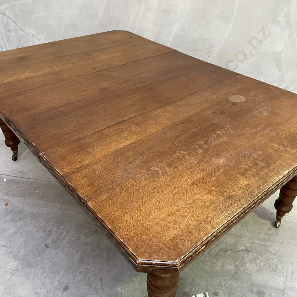 Antique C1870 English Solid Oak Crank Dining Table with extension and Joseph Fitter mechanism. H73 Top 1.77 x 1.2m Image 1++