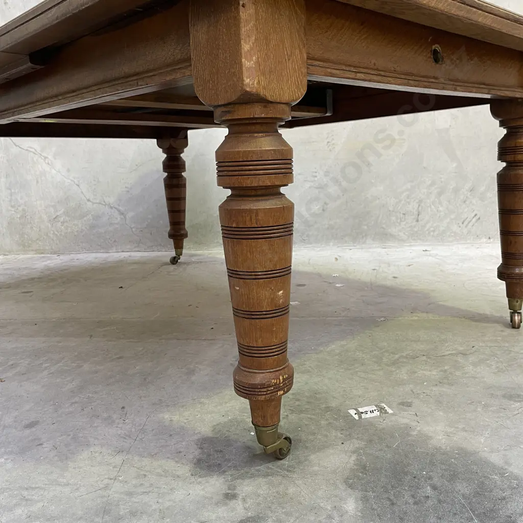 Antique C1870 English Solid Oak Crank Dining Table with extension and Joseph Fitter mechanism. H73 Top 1.77 x 1.2m Image 1++