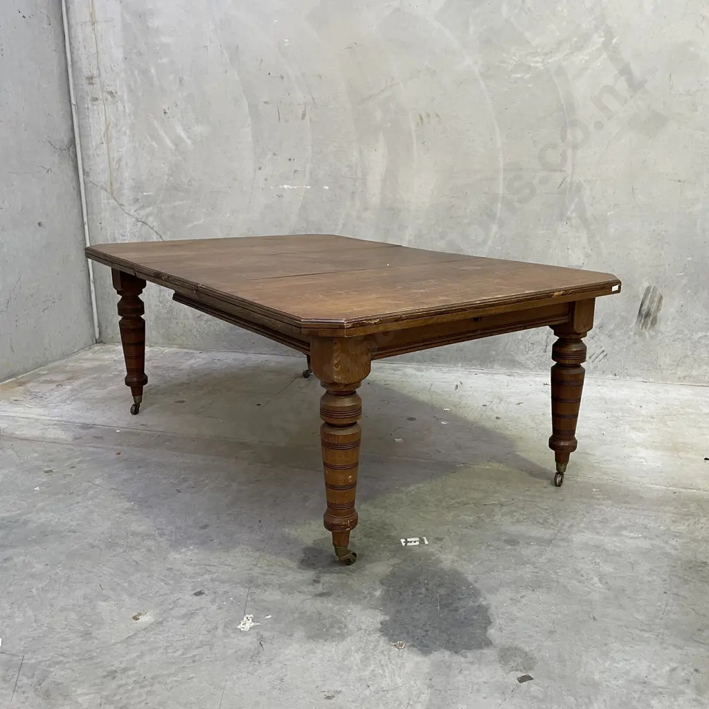 Antique C1870 English Solid Oak Crank Dining Table with extension and Joseph Fitter mechanism. H73 Top 1.77 x 1.2m Image 1++