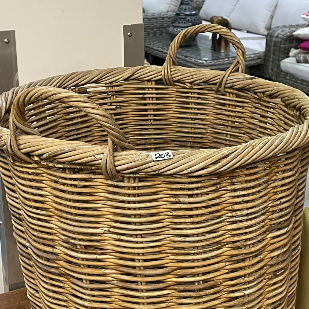 Large Round 2 Handled Cane Basket Image 1++