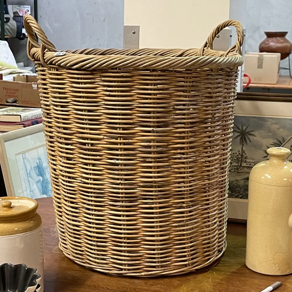 Large Round 2 Handled Cane Basket Image 1++