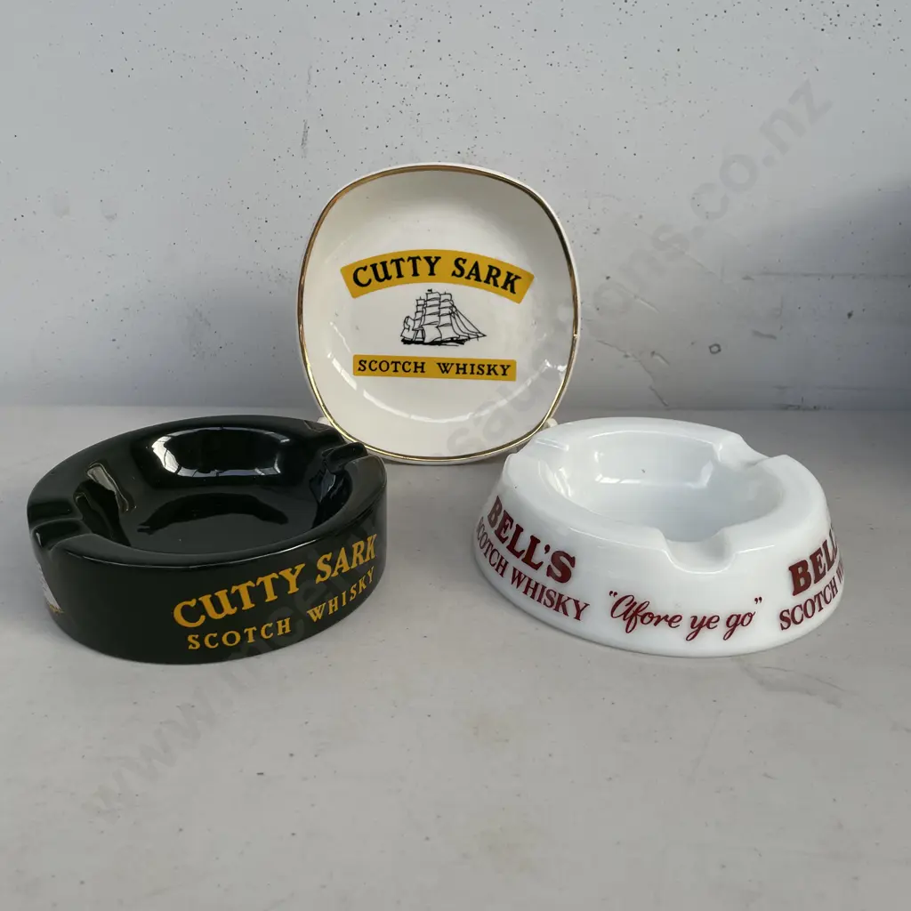 Three Vintage Advertising Alcohol Ashtrays/Dish Image 1++