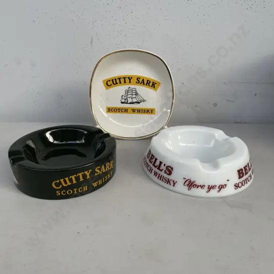 Three Vintage Advertising Alcohol Ashtrays/Dish