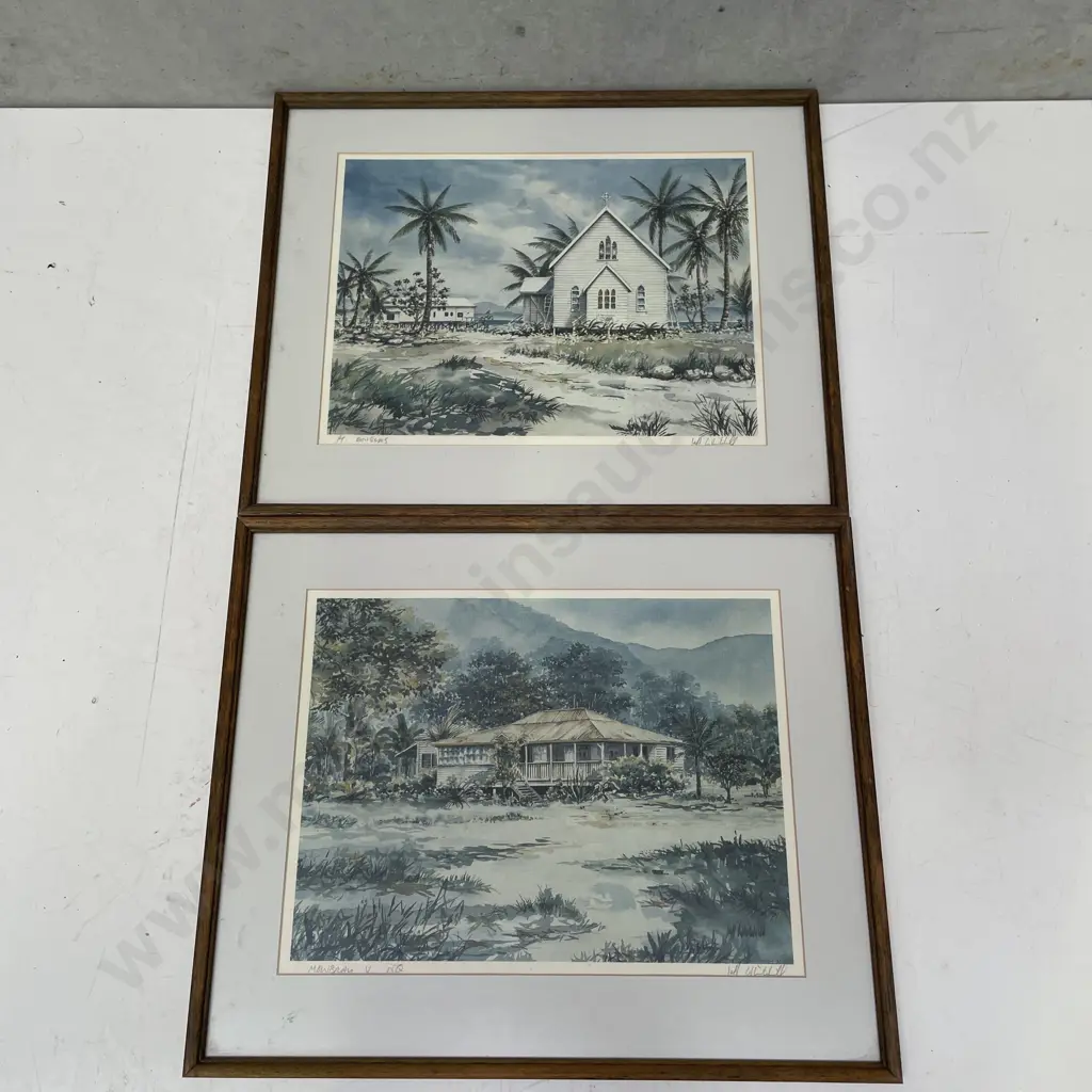 Pair of Framed Artworks. Signed Whitehill? 44 x 36cm Image 1++