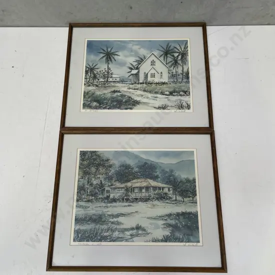 Pair of Framed Artworks. Signed Whitehill? 44 x 36cm