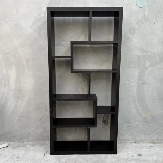 Segmented Wooden Display Shelving/Bookcase. H190 W90 D29cm