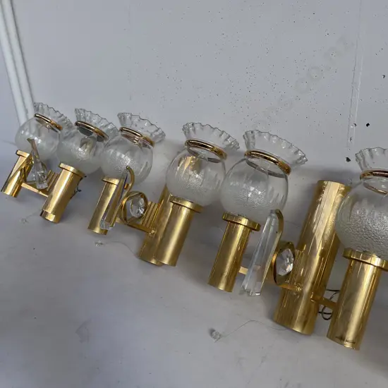 Vintage Mid Century Swedish Wall Lights with Crystal Droplets
