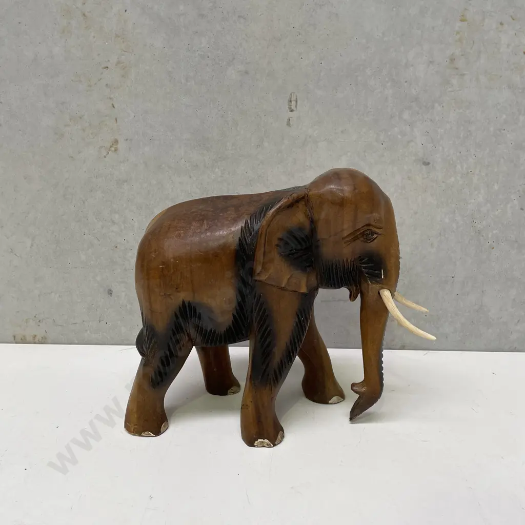 Carved Wooden Ornamental Elephant 28cm Image 1++
