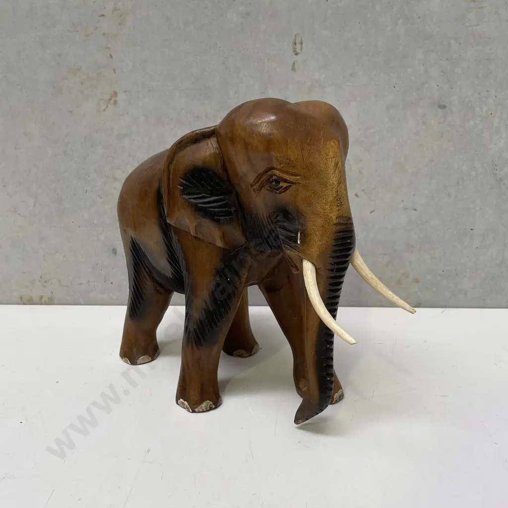Carved Wooden Ornamental Elephant 28cm Image 1++