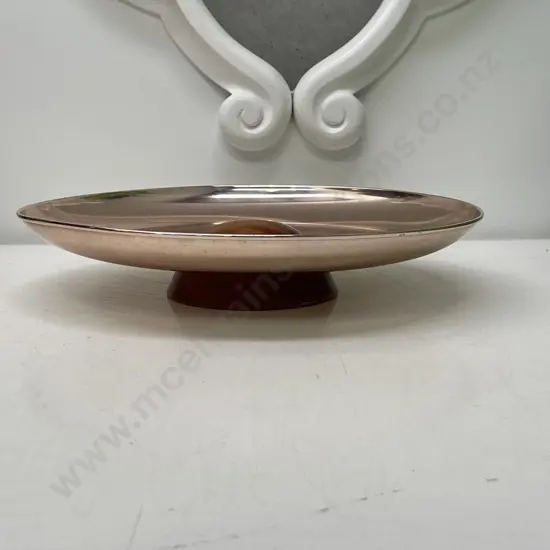 Mid Century Anolux Anodised and Wooden Platter. Dia36cm