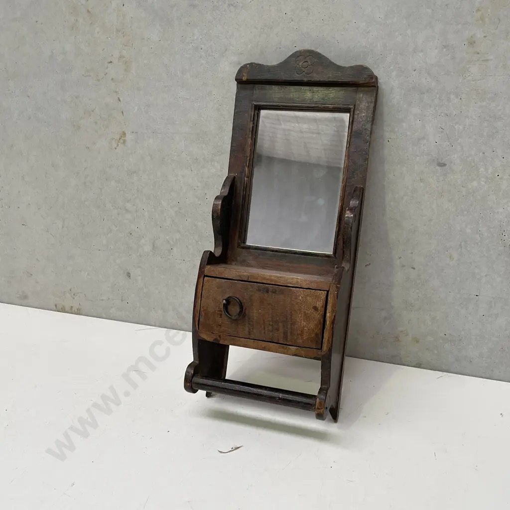 Hanging Wooden Kitchen/Bathroom Shelf and drawer with Mirror Image 1++