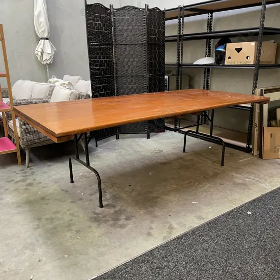 Large table with solid wood top. H76cm Top 107 x 230