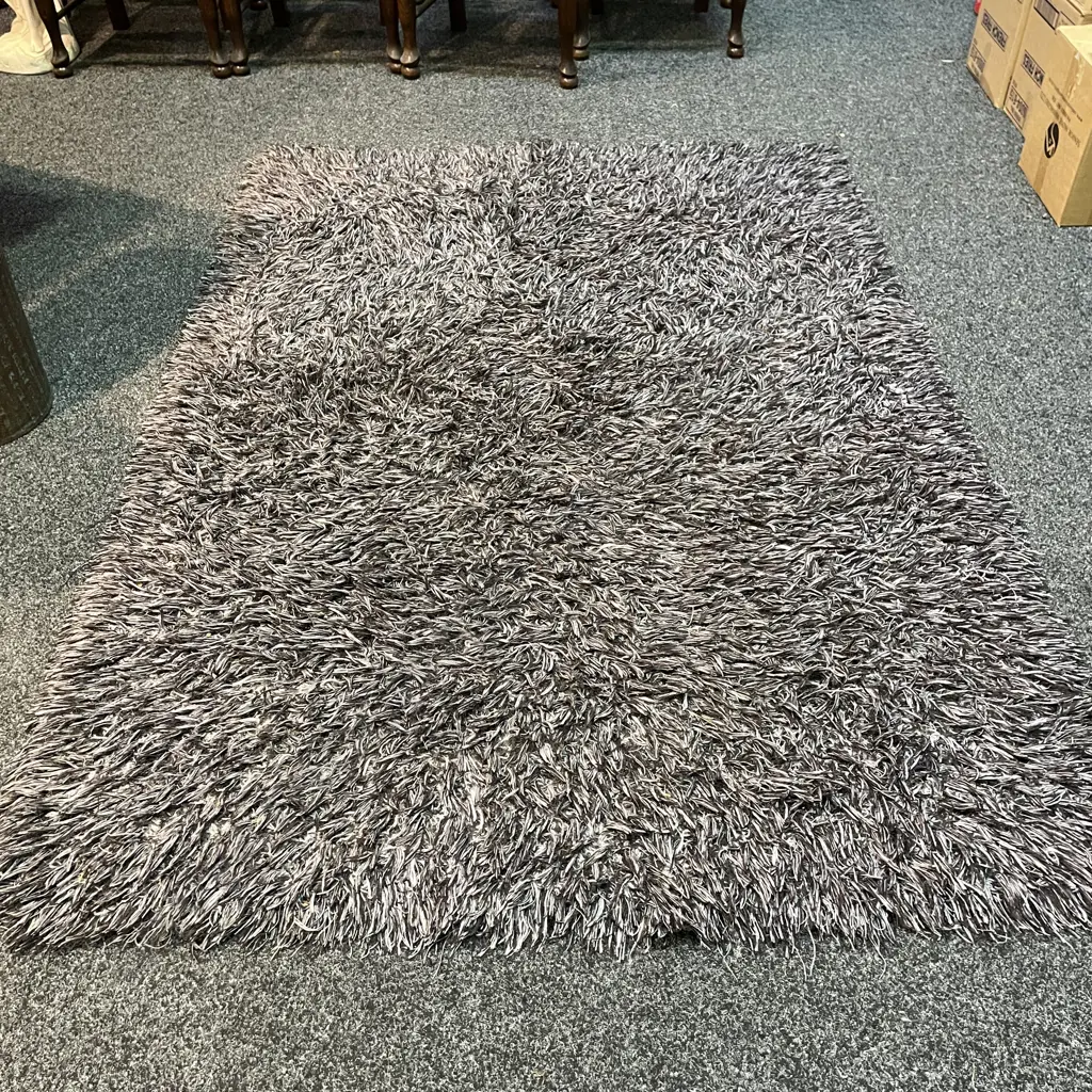 Shaggy Grey and Black Floor Rug 207 x 140cm Image 1++