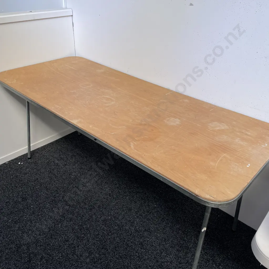 Folding Trestle Table with Wooden top 180 x 75cm. H76cm Image 1++
