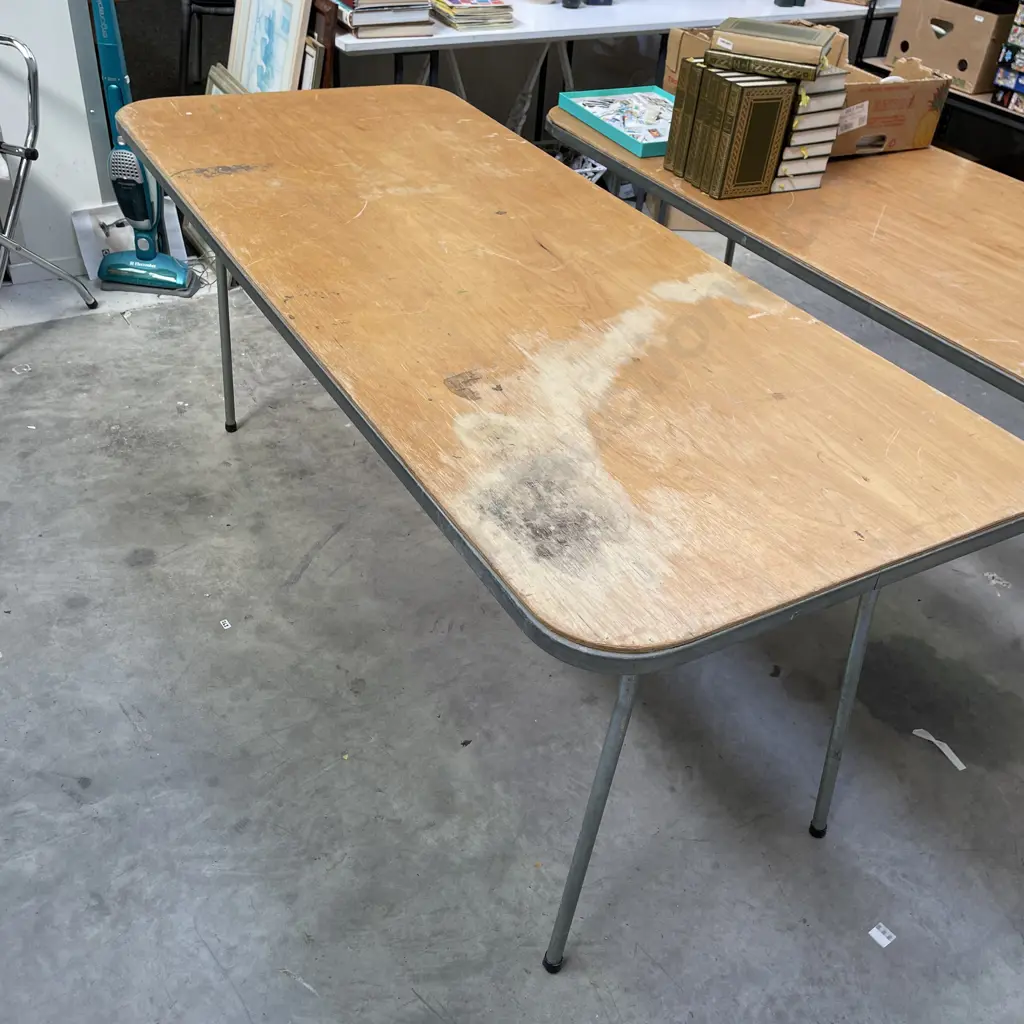 Folding Trestle Table with Wooden top 180 x 75cm. H76cm Image 1++