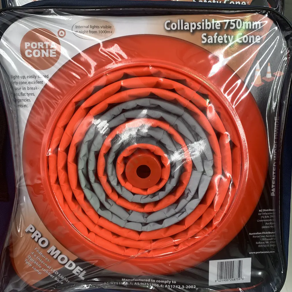 As New Box of 4 x 750mm Collapsible Road Cones - PortaCone Brand Image 1++