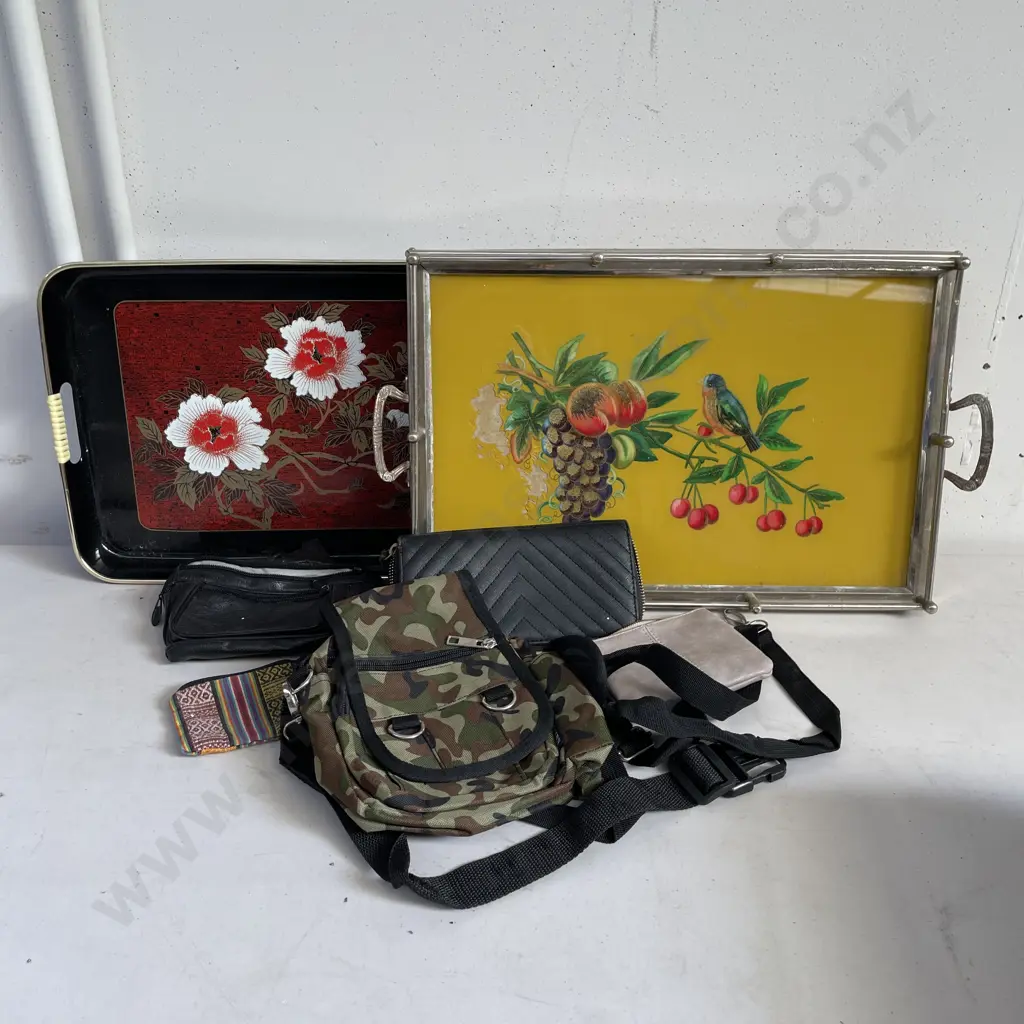 2 Decorative Trays with assorted with assorted purses Image 1++