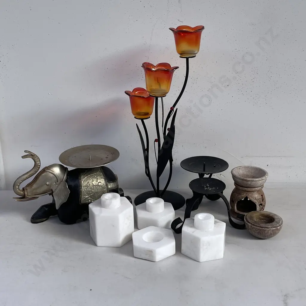 Box Lot of Candle Holder Stands including Marble Image 1++
