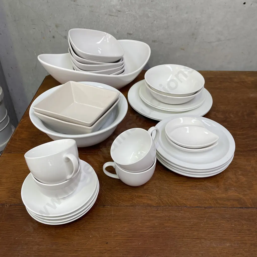 Large Selection of White Ceramic Dinner and Teaware Image 1++